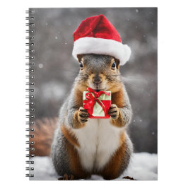 Christmas Fox Squirrel with a Santa Hat Anteckningsbok