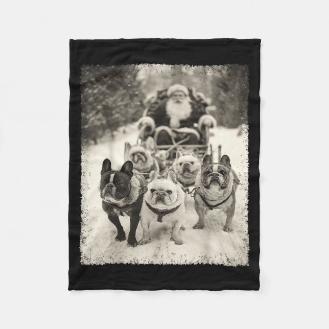 Christmas French Bulldog  Fleecefilt (Framsidan)