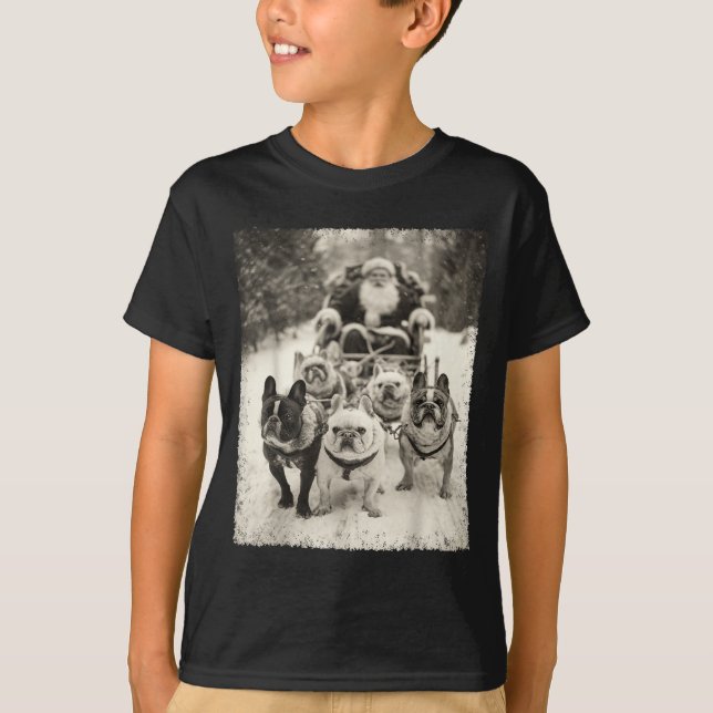 Christmas French Bulldog  T Shirt (Framsida)