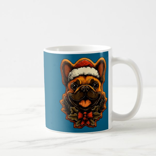 Christmas French Bulldog With Santa Hat Gingerbrea Kaffemugg (Höger)