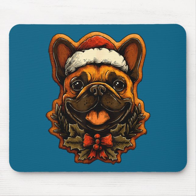 Christmas French Bulldog With Santa Hat Gingerbrea Musmatta (Framsidan)