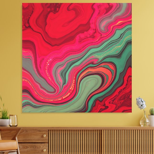 Christmas Frequency Bloom Abstract Wrapped Canvas (Insitu (Vardagsrum))