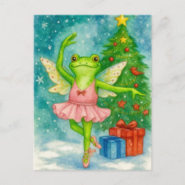 Christmas Frog Ballerina Postcard Helg Vykort