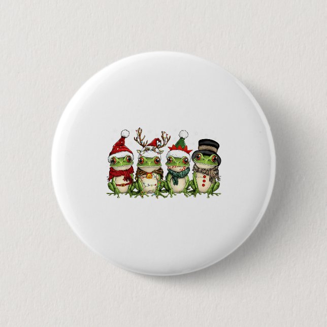 Christmas Frog Crew Santa Elf Reindeer Xmas Lights Knapp (Framsida)