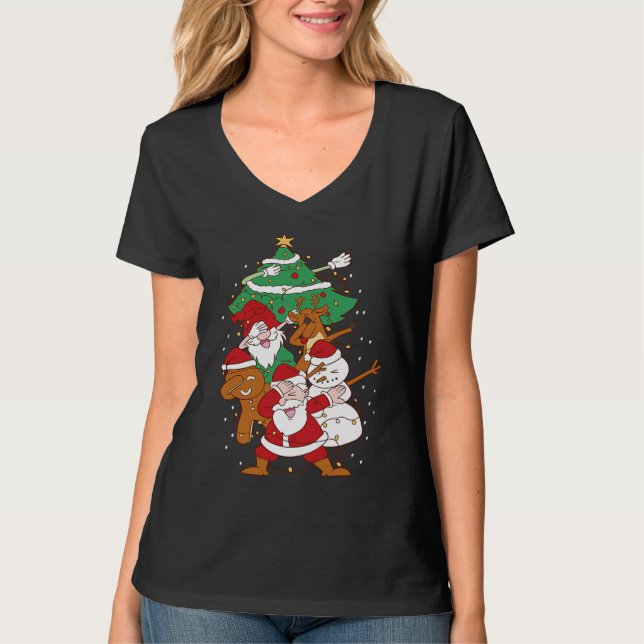 Christmas Fun Santa Deer Elf Ginger T Shirt (Framsida)