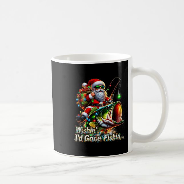 Christmas Funny Fish Santa Fishing Merry Fishmas  Kaffemugg (Höger)