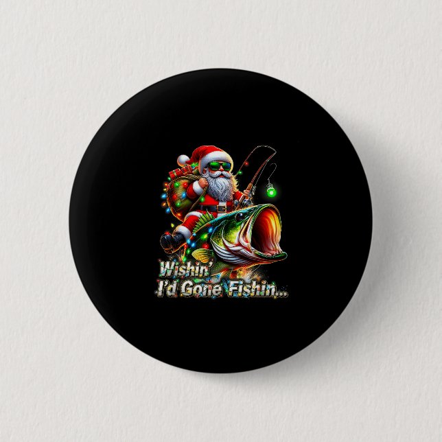 Christmas Funny Fish Santa Fishing Merry Fishmas  Knapp (Framsida)