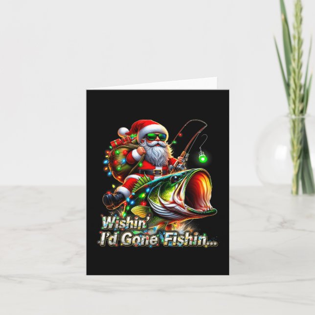 Christmas Funny Fish Santa Fishing Merry Fishmas  Kort (Framsida)