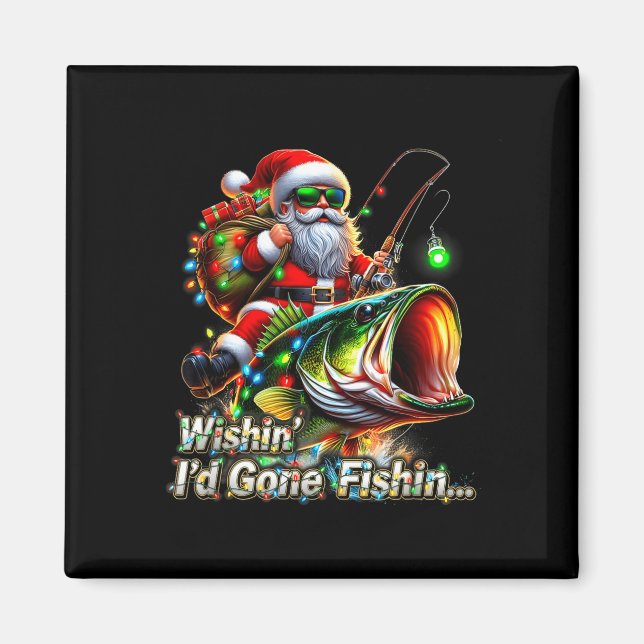 Christmas Funny Fish Santa Fishing Merry Fishmas  Magnet (Framsidan)