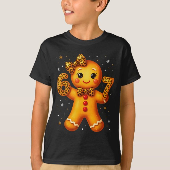Christmas Funny Gingerbread Six Seven 67 Leopard B T Shirt (Framsida)