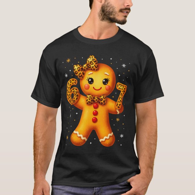 Christmas Funny Gingerbread Six Seven 67 Leopard B T Shirt (Framsida)
