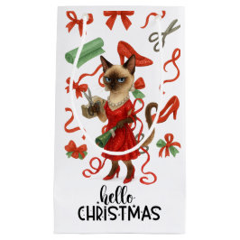 Christmas Funny Glam Siamese Cat Holiday 