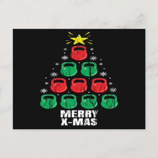 Christmas Funny Kettlebells Tree Holiday Workout Vykort