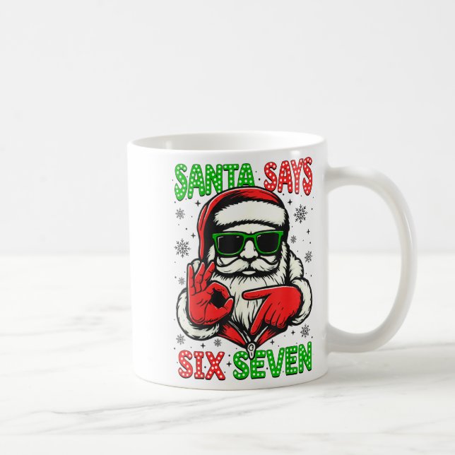 Christmas Funny Santa Says Six Seven 67 Meme Xmas  Kaffemugg (Höger)