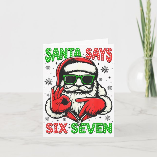 Christmas Funny Santa Says Six Seven 67 Meme Xmas  Kort (Framsida)