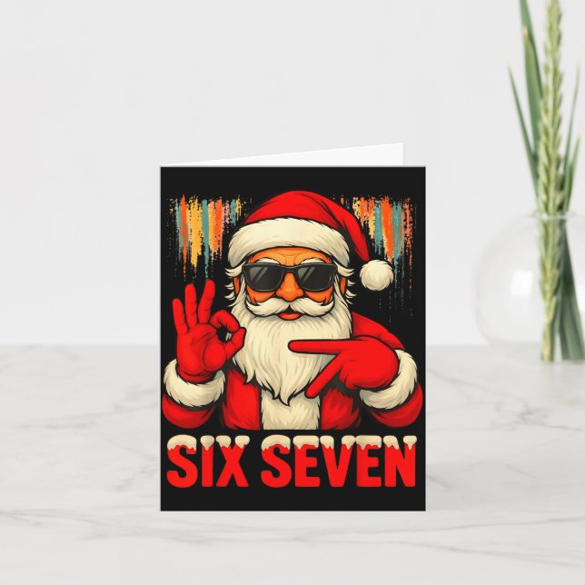 Christmas Funny Six Seven 6 7 Meme Santa Men Boys  Kort (Framsida)