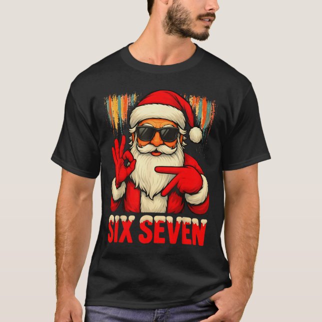 Christmas Funny Six Seven 6 7 Meme Santa Men Boys  T Shirt (Framsida)