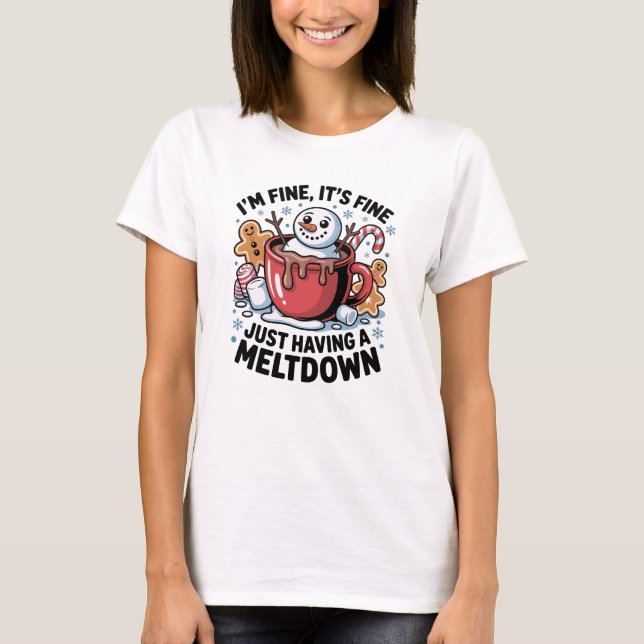 Christmas Funny Snowman Meltdown T Shirt (Framsida)