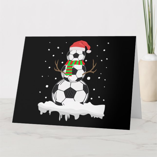Christmas Funny Soccer Ball Snowman Xmas Sport Kort (Framsida)