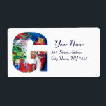CHRISTMAS G BREV / SANTA MED JULGRAN FRAKTSEDEL<br><div class="desc">G fet alfabet brev initial,  vismisk,  konstnärlig monogramdesign.Akrylmålning med blommigt prydnadsämnen,  vinterplantor,  björnbär leksaker,  gifts- och ballonger. av Bulgan Lumini (c) com</div>