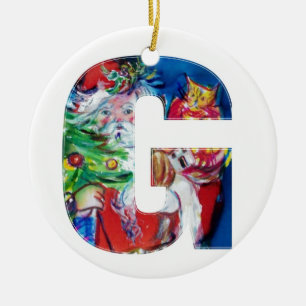 CHRISTMAS G BREV / SANTA MED JULGRAN JULGRANSPRYDNAD KERAMIK