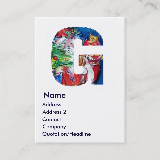 CHRISTMAS G BREV / SANTA MED JULGRAN VISITKORT (Framsida)