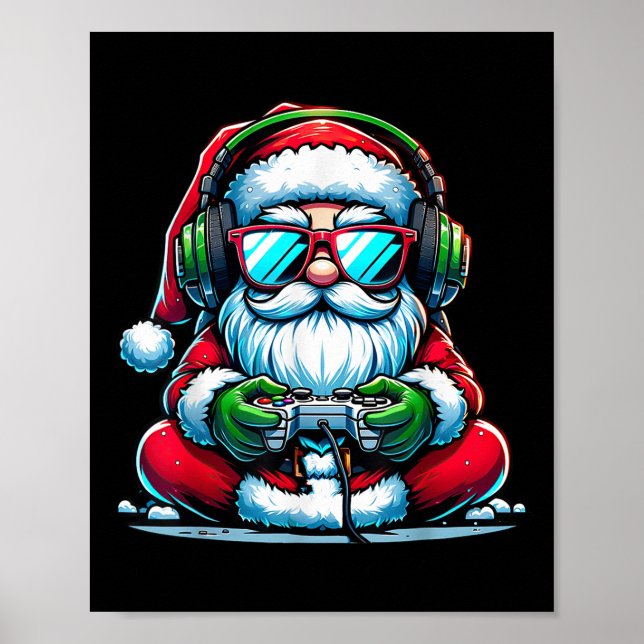 Christmas Gamer Boys Video Game Santa Xmas  Poster (Framsidan)