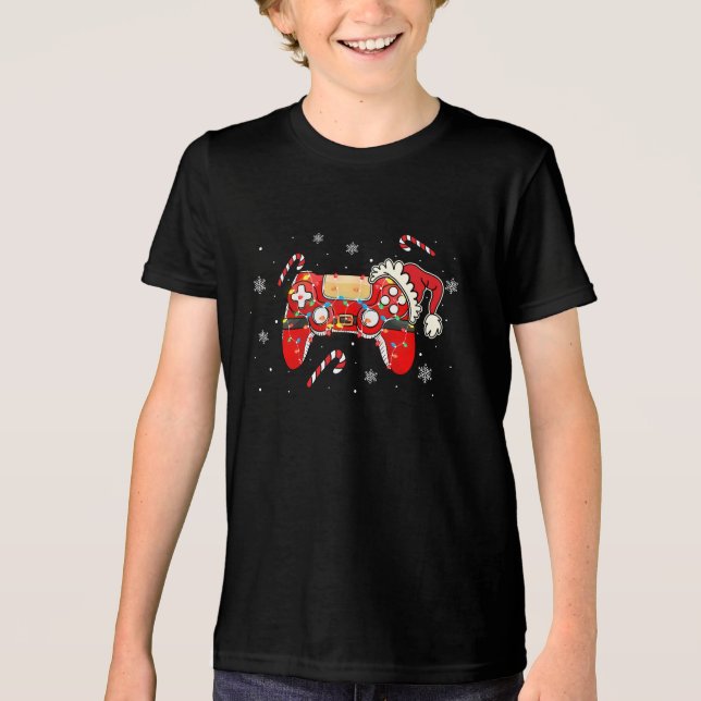 Christmas Gamer Controller Holiday Gaming Design T Shirt (Framsida)