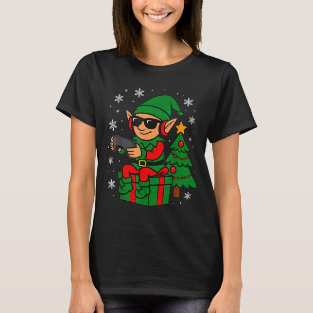 Christmas Gamer Retro Elf Funny Xmas Gaming Boys K T Shirt (Framsida)