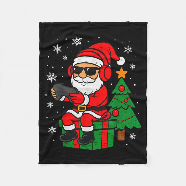 Christmas Gamer Retro Santa Funny Xmas Gaming Men  Fleecefilt (Framsidan)