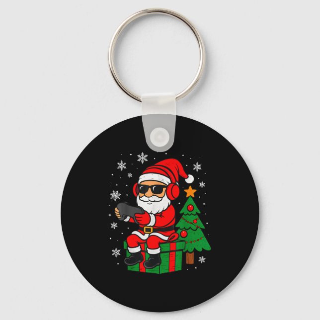Christmas Gamer Retro Santa Funny Xmas Gaming Men  Nyckelring (Framsida)