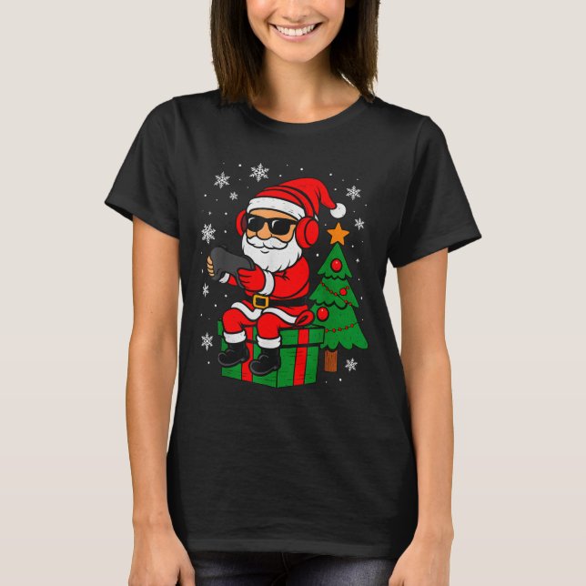 Christmas Gamer Retro Santa Funny Xmas Gaming Men  T Shirt (Framsida)