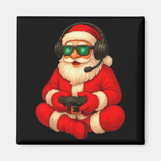 Christmas Gamer Santa Video Game Gaming Boys Men K Magnet (Framsidan)