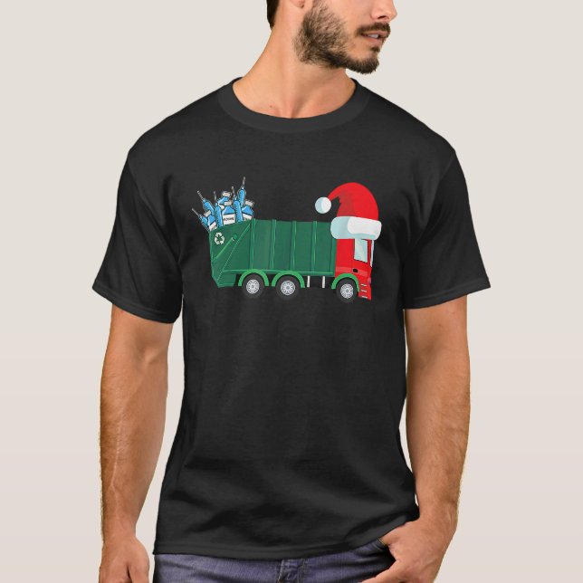 Christmas Garbage Truck Vaccinated For Boys Kids T T Shirt (Framsida)