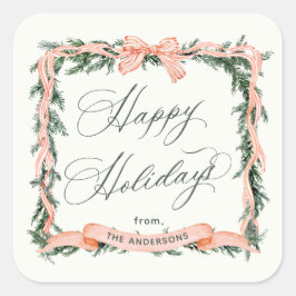 CHRISTMAS GARLAND Helgdag Ram Fyrkantigt Klistermärke