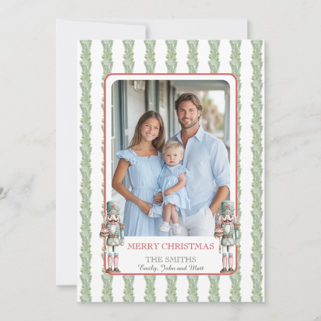 Christmas Garland Nutcracker Grandmillenial Photo Julkort (Framsida)
