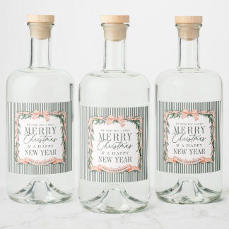 Christmas Garland Ribbon Frame Spritflaskor Etikett