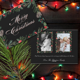 Christmas Garland with Holly 2 Photo Christmas  Julkort