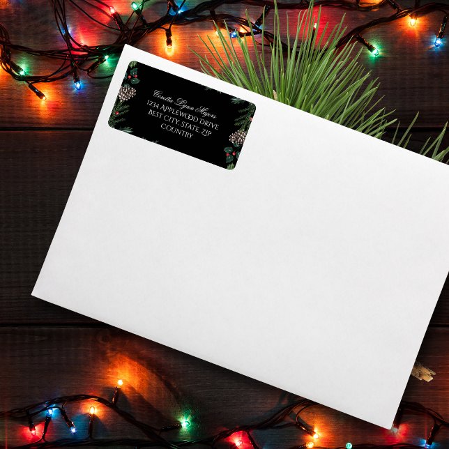 Christmas Garland with Holly Christmas Address Adressetikett (Skapare uppladdad)