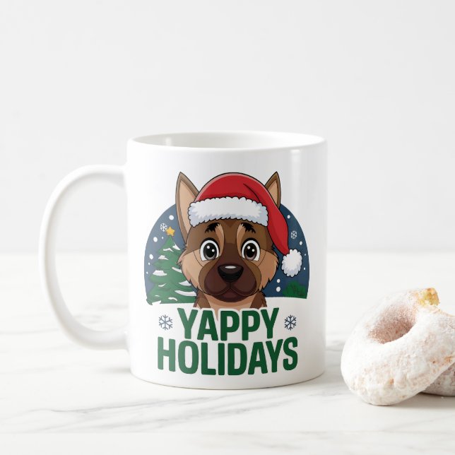 Christmas German Shepherd Dog GSD Yappy Holidays Kaffemugg (Med munk)