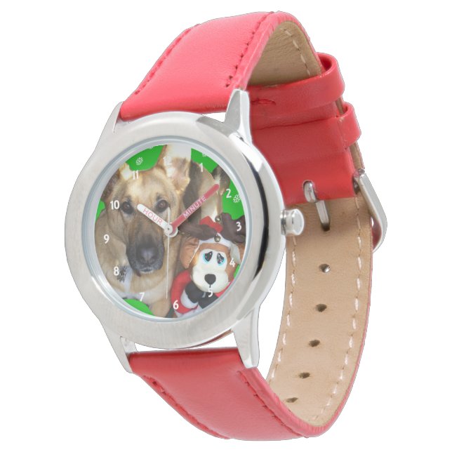 Christmas German Shepherd & Toy Reindeer Armbandsur (Vinklad)