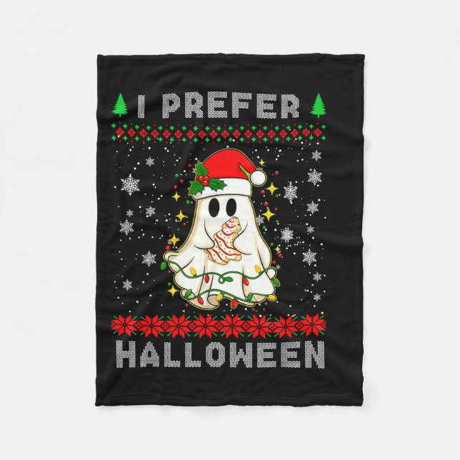 Christmas Ghost I Prefer Halloween Ugly Xmas Men W Fleecefilt (Framsidan)