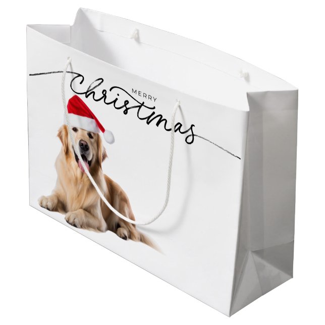 CHRISTMAS GIFT BAG GOLDEN RETRIEVER IN SANTA HAT (Baksidan Vinklad)