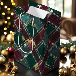 Christmas Gift Bag Green Plaid Tartan Design