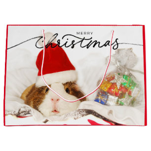 CHRISTMAS GIFT BAG HAMSTER MED SANTA HAT