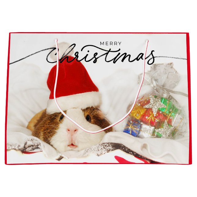 CHRISTMAS GIFT BAG HAMSTER MED SANTA HAT (Framsidan)