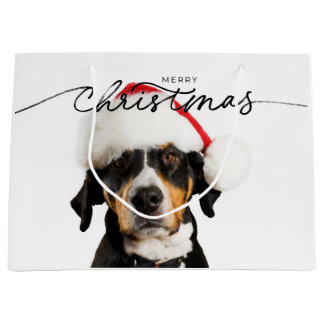 CHRISTMAS GIFT BAG MED BROWN HUND