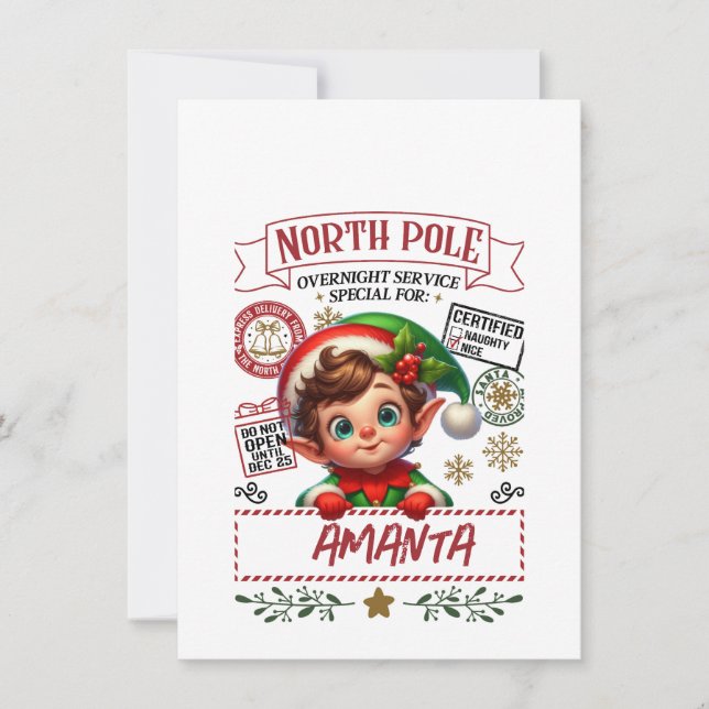 CHRISTMAS GIFT BAG MED NAMN C INBJUDNINGAR (Framsida)