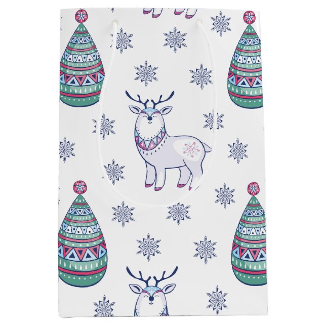 Christmas Gift Bag with Deer and Fir Trees (Framsidan)
