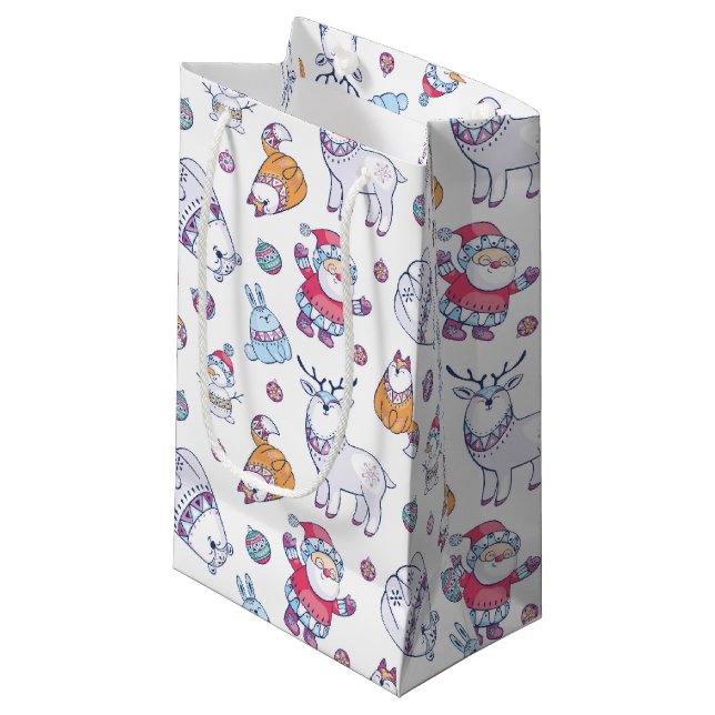 Christmas Gift Bags with Santa & Holiday Animals (Framsidan Vinklad)